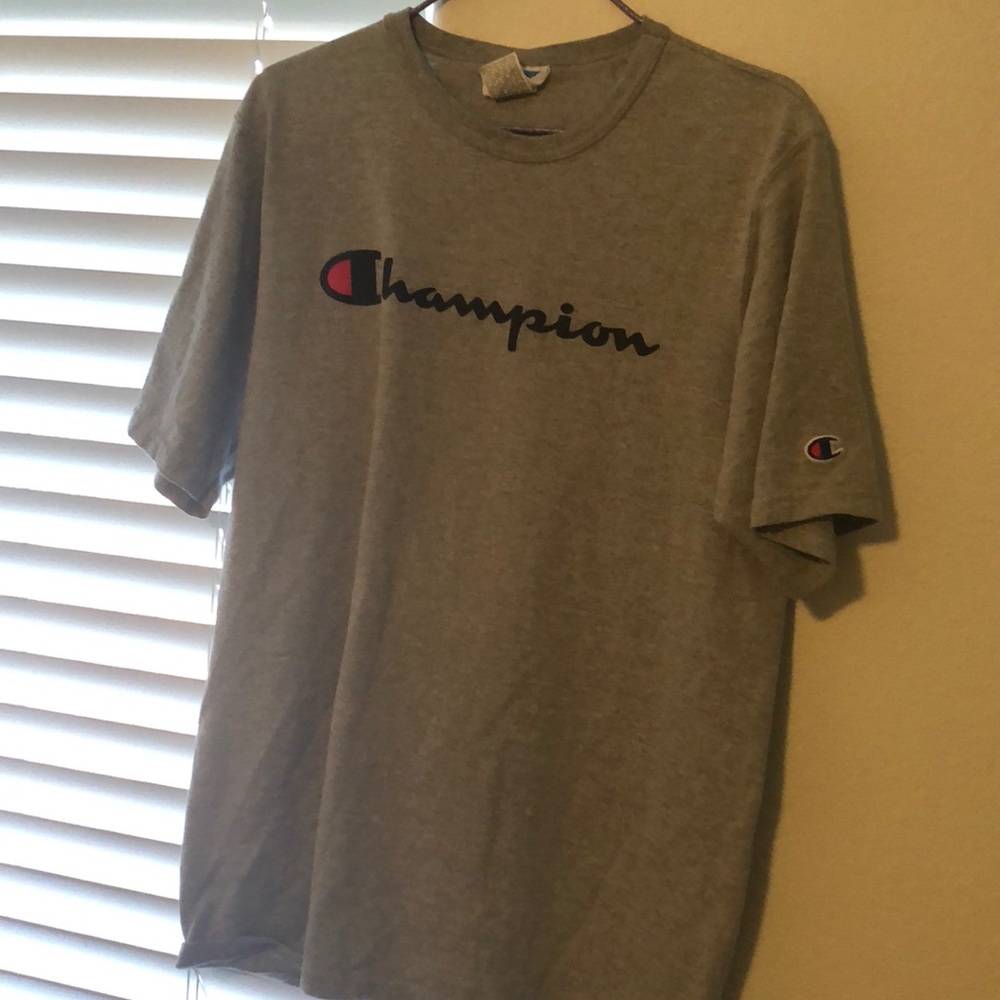 grey short sleeve authentic champion tee